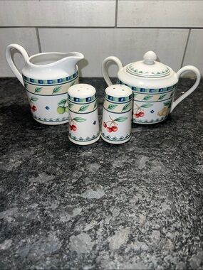 PTS INTERNATIONAL INTERIORS ORCHARD  FRUITS  Sugar, Creamer, Salt, Pepper